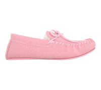 Clara, Womens Wool Suede Moccasin Slipper with Rubber Sole SNUGRUGS Pink 7