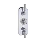 Claremont 2 Outlet Triple Handle Thermostatic Shower Valve White/Chrome | White/Chrome, Rectangular, Three Handles, +/- 1 Degree, 0.1 Bar Minimum, 22mm (3/4 BSP), WRAS