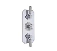 Claremont 3 Outlet Triple Thermostatic Shower Valve Diverter White/Chrome | White/Chrome, Rectangular, Three Handles, Diverter, +/- 2 Degrees, 0.1 Bar Minimum, 15mm, WRAS