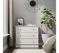 Clarence Ready Assembled 3 Drawer Chest in White Gloss & White - Welcome Furniture | TJ Hughes