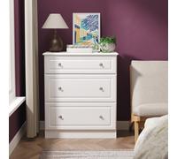Clarence Ready Assembled 3 Drawer Deep Chest in White Gloss & White - Welcome Furniture | TJ Hughes
