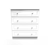 Clarence Ready Assembled 4 Drawer Chest in White Gloss & White - Welcome Furniture | TJ Hughes