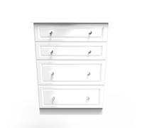 Clarence Ready Assembled 4 Drawer Deep Chest in White Gloss & White - Welcome Furniture | TJ Hughes