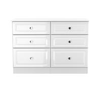 Clarence Ready Assembled 6 Drawer Wide Chest in White Gloss & White - Welcome Furniture | TJ Hughes
