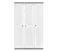 Clarence Ready Assembled Triple Plain Wardrobe in White Gloss & White - Welcome Furniture | TJ Hughes
