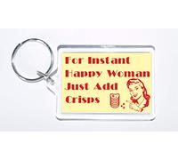 Clare's Cosmetics For Instant Happy Woman Just Add Crisps - Novelty Keyring - Fun Crisp Lover Gift
