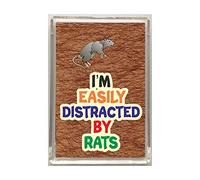 'Clare's Cosmetics' 'Fun Animal Lover Gift - I'm Easily Distracted By Rats - Novelty Fridge Magnet'