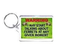 'Clare's Cosmetics' Fun Ferret Lover Gift - Warning I May Start Talking About Ferrets - Novelty Keyring Present