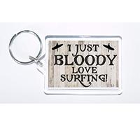 Clare's Cosmetics Fun Surfing Gift - I Just Bloody Love Surfing - Novelty Keyring - Ideal Present