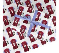 Claret and Blue Personalised Football Shirt Wrapping Paper Custom Birthday Gift Wrap - For Him Mens Dad Father's Day Christmas Boys Kids Adult - Any Name & Number - 1 Sheet (50cm x 65cm)