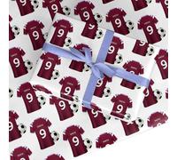 Claret & Blue Personalised Football Shirt Wrapping Paper Custom Birthday Gift Wrap - For Him Mens Dad Father's Day Christmas Boys Kids Adult - Any Name & Number - 1 Sheet (50cm x 65cm)