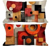 Claret Cushion Covers 40cm x 70cm, 2 Pack Outdoor Cushions Waterproof Soft Sofa Pillows Geometry Pattern Design Double-Sided Printing Rectangle Pillow Covers for Summer Autumn Home Decor Gift 10-m5436