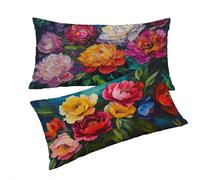 Claret Pillow Cases 2 Pack Flowers Cushion Covers 20 x 28 inch Rectangle Throw Pillow Covers Velvet Cushion Covers With Invisible Zipper Soft and Breathable for living Room Decor, Womans Gifts T0T927