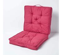 Homescapes Cotton Travel Support Booster Cushion in Red | Size: 50 cm x 50 cm Homescapes Red 50 cm x 50 cm