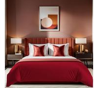Claret Red Ranforce Single XXL Quilt Cover (155 x 220 cm) | 100% Cotton, 145 Thread Count, Button Closure | Machine Washable at 30°C, Soft & Durable