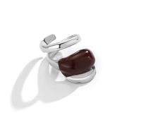 Claret Red Silk Scarf Clip for Women Silver Toned Oblique Wide Layer Twisted Band Statement Buckle Wrap Tail Ring Size 5 Vintage Link Shawl Scarves Clasp Christmas Holiday Dress Accessories Jewelry