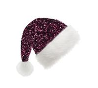 Claret Santa Hat Sparkly Christmas Hats for Adults,Kids,Father Christmas Hat Santa Costume,Sequin Xmas Hat Plush Luxury Santa Claus Hat,Christmas Party Hat Cap for Men Women Xmas Holiday New Year