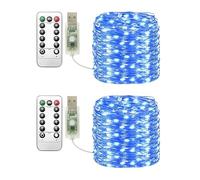 Clarhill USB Fairy Lights 2Pack,65.6ft/20M Blue 200LED USB Cooper Wire String Lights with Remote Control, 8 Modes, Timing & Dimmable for Christmas Bedroom Indoor Outdoor Decor