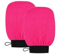 Clarial Exfoliating Body Scrub for Bath & Shower - Face Scrubber & Body Scrub for Dead Skin - Korean Exfoliating Glove, Shower Scrub for Men and Women - Pair Pink