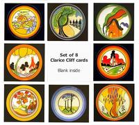 Clarice Cliff Greeting Cards - set of 8 - left blank for your own message & with envelopes