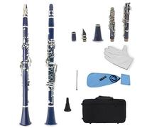 clarinet 17 Keys Clarinet Bb B Flat Professional Woodwind Instrument ABS Resin Tube Clarinet With Box Musical Instrument (Color : Dark blue)