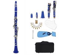 Clarinet ABS 17 Key BB Flat Binocular Clarinet With Gloves 10 Reeds/Case Beginner Clarinet (Color : Blue)