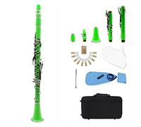 Clarinet ABS 17 Key BB Flat Binocular Clarinet With Gloves 10 Reeds/Case Beginner Clarinet (Color : Green)