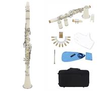 Clarinet ABS 17 Key BB Flat Binocular Clarinet With Gloves 10 Reeds/Case Beginner Clarinet (Color : White)