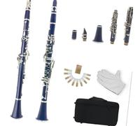 Clarinet Beginners Black Dark Blue Clarinet 17 Keys Bb Tone Professional Woodwind Instrument Bakelite Clarinet With Box (Color : Blue)