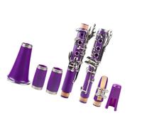 Clarinet Beginners Professional Bb Clarinet Clarinet 17-Key Cupronickel Plated Nickel Kit W/Clarinet Reeds Strap Case Components Purple