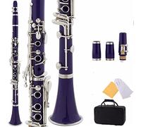 Clarinet Black Ebonite B Flat Clarinet With 2 Barrels, Case, 10 Reeds, Mouthpiece Professional Clarinet (Color : Deep lule)