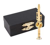 Clarinet Brooch, Gold Plating Clarinet Brooch Pin Miniature Musical Instrument Fashion Lapel Brooch Pin with Gift Box