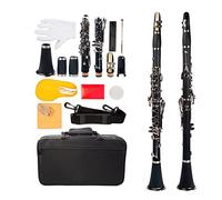 Clarinet for Beginner Professional Clarinet Bb ABS B Flat Clarinet Set 7 Color Option Bb 2.0/2.5/3.0 Strength Clarinet Reeds Clarinet Stand Student Clarinet Set (Color : Black)