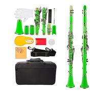 Clarinet for Beginner Professional Clarinet Bb ABS B Flat Clarinet Set 7 Color Option Bb 2.0/2.5/3.0 Strength Clarinet Reeds Clarinet Stand Student Clarinet Set (Color : Green)