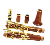 Clarinet Kit Red Wood Professional Clarinet Rosewood BB Gold-plated 17 Keys 18 Keys Solid Wood (Color : 17 Keys)