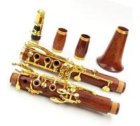 Clarinet Kit Red Wood Professional Clarinet Rosewood BB Gold-plated 18/17 Keys (Color : 18KEYS)