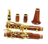 Clarinet Kit Red Wood Professional Clarinet Rosewood BB Gold-plated 18/17 Keys Solid Wood (Color : 18)