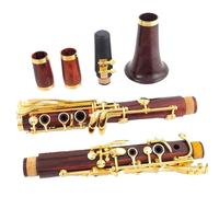 Clarinet Kit Wood Professional Clarinet Bb Redwood Golden Plated Keys