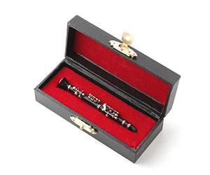 Clarinet Miniature 1/12th Scale Musical Instrument In Black Vinyl Case With Metal Clasp