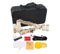 Clarinet Musical Professional Clarinet 17-Key Bb Flat with Case Gloves Cloth Reed Case 10pcs Reeds White Color ABS + cupronickel Materia