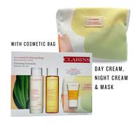 Clarins Cleansing Essentials- Cleanser 200ml, Toner 200ml and Scrub 15ml New