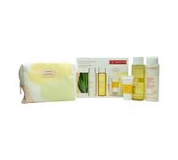 Clarins Cleansing Essentials Gift Set - Dry/Normal Skin 200ml Velvet Cleansing Milk + 200ml Hydrating Toning Lotion + 15ml Comfort Scrub Nourishing Oil Scrub + Pouch
