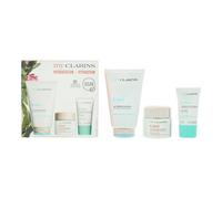 Clarins Hydration 3 Piece Gift Set: Cleansing Gel 125ml - Energising Face Cream 50ml - Replumping Night Mask 15ml