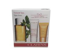 Clarins Instant Spa. Spa Time Tonic, Body Scrub, Balm Mask