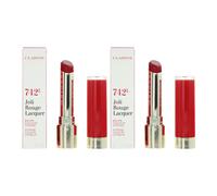 Clarins Joli Rouge Lacquer Intense Colour Lip Balm 3g - 742L Joli Rouge x 2