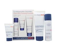 Clarins Men Gift Set 30ml Active Face Wash + 12ml Super Moisture Balm + 3ml Shave + Beard Oil
