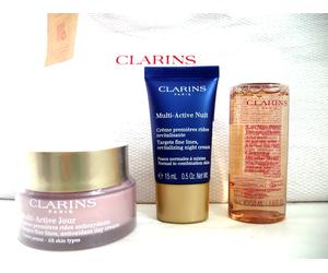 Clarins Multi-Active Day Cream 50ml Night Cream 15ml Micellar Water Tote Bag Set