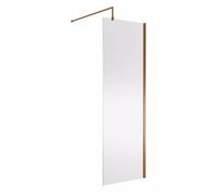 Clario Frameless Wet Room Shower Screen 700mm with Support Arm - 8mm Brushed Bronze