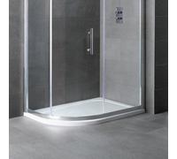 Clario Volente 1000 x 900mm Low Profile Marble Resin Offset Quadrant Shower Tray with Waste - LH Entry