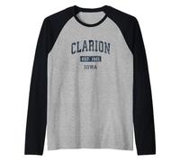 Clarion Iowa IA Vintage Sports Established Navy Design Raglan Baseball Tee